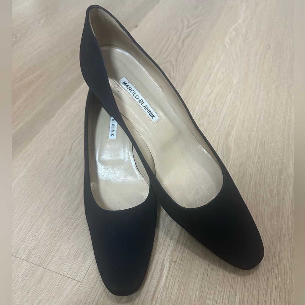 Manolo Blahnik Classic Black Textile Heels